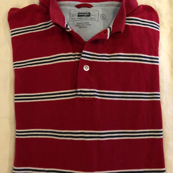 Men’s Red Striped Short Sleeve Polo Shirt - Picture 3 of 3